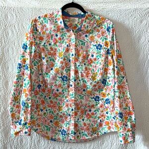 St John's Bay Floral Print Button Down Long Sleeve Shirt